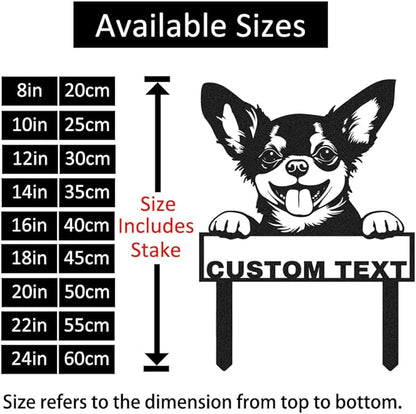 Custom Chihuahua Garden Stake Dog Outdoor Decor Yard Sign, Personalized Chihuahua Dogs Metal Garden Signs Decorative Plaque, Customized Dog Silhouette Welcome Sign for Lawn Patio Pathway