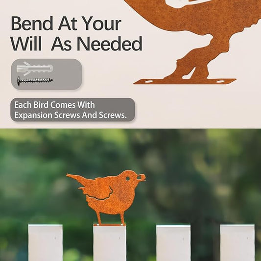 Rusty Bird Silhouette with Rusty Patina Birds Decoration Lifelike Metal Birds Garden Ornaments Silhouette Simulation Bird Figurine Rustic Outdoor Patio Yard Adornment, general