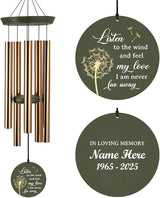 Personalized Wind Chimes 36inch, in Loving Memory of Sympathy Wind Chimes, Dandelion Memorial Wind Chime, Loss of Loved Dad/Mom Outdoor, Funeral Gifts, Listen to the Wind