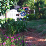 DREAMYSOUL Wind Spinners Outdoor, 10" Dia Colorful Metal Pinwheels for Yard and Garden, Kinetic Wind Sculptures & Spinner Outside (Purple Flowers)