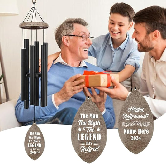 ASTARIN Personalized Happy Retirement Gift, Custom Name Retirement Wind Chimes for Women Men, 35" Large Deep Tone Wind Chime Retire Gifts for Co-Workers Boss Friends Parents(Produced in USA)