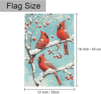 Gkyygk Red Cardinal Snow Welcome Garden Flag 12x18 Inch Double Sided Small Burlap Banners Yard House Seasonal Farmhouse Home Decor for Men Women