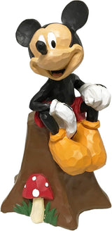 Disney Mickey Mouse Sitting on Stump with Flowers Everyday Outdoor Garden Statue,10 Inches Tall, Official Disney Licensed Product