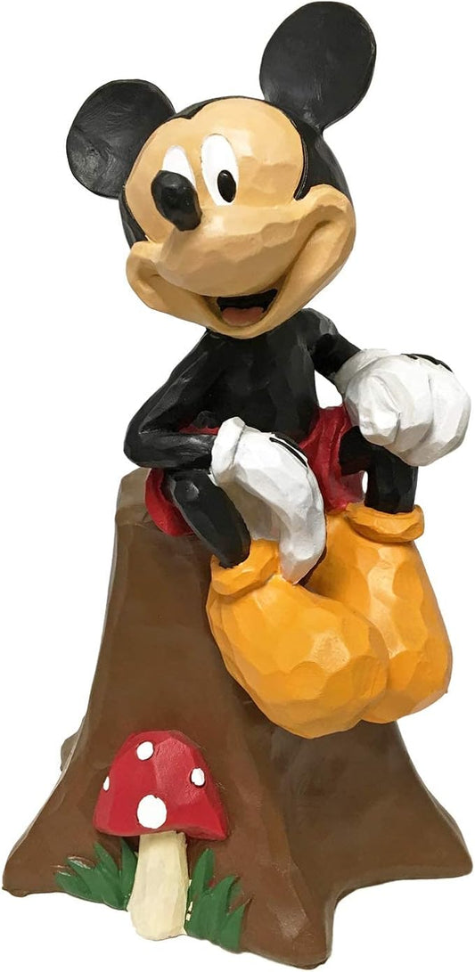 Disney Mickey Mouse Sitting on Stump with Flowers Everyday Outdoor Garden Statue,10 Inches Tall, Official Disney Licensed Product