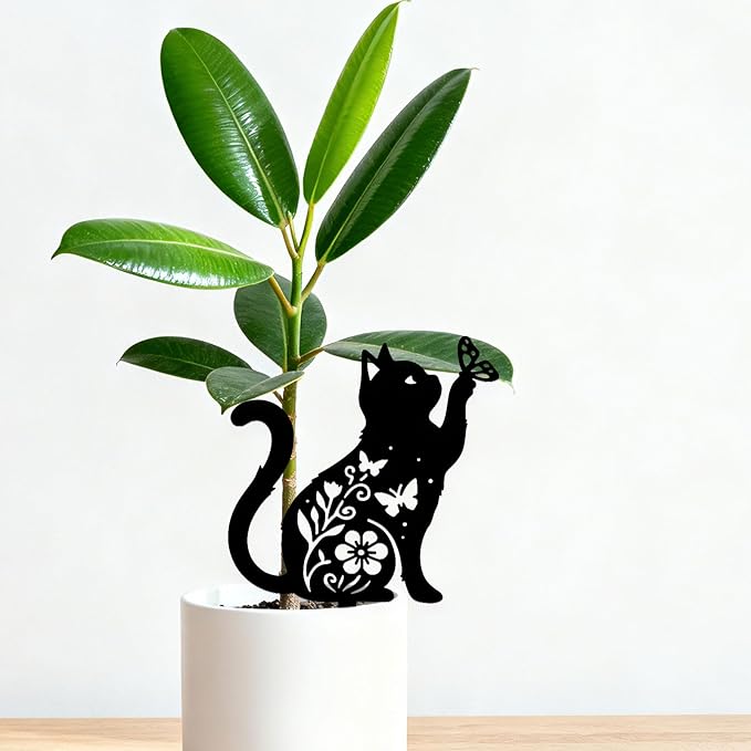 GLOBLELAND 2 Pcs Pattern Cat Garden Stakes Animals Metal Decorative Garden Stakes Metal Yard Signs Decoration for Lawn Patio Yard Garden Decor
