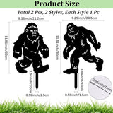 CREATCABIN 2Pcs Black Orangutan Stake Metal Big Foot Garden Decor Art Silhouette Statues Garden Decorative Ground Insert Lawn Ornaments for Outside Outdoor Big Foot Sasquatch Gifts 8/9x11.8Inch