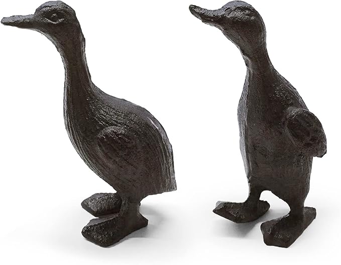 Heavy Duty Cast Iron Duck Statue,Small Cute Duck Statuary Ducks Decor for Garden Figure Home Decoration Pack of 2