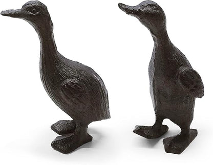 Heavy Duty Cast Iron Duck Statue,Small Cute Duck Statuary Ducks Decor for Garden Figure Home Decoration Pack of 2