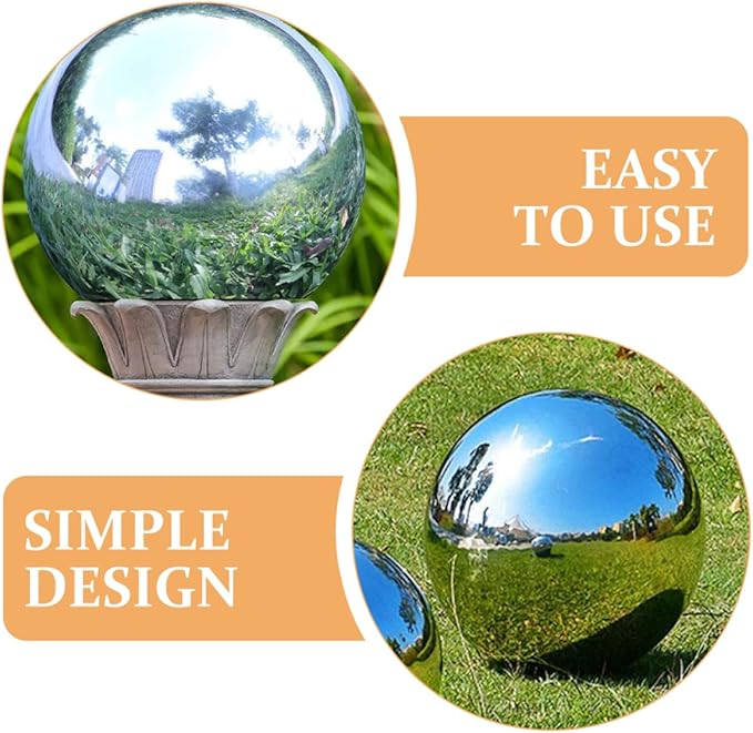 Polished Stainless Steel Gazing Ball Shiny Reflective Garden Sphere for Lawn Decoration 12-inch Mirror Garden Globe Ornament