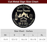 MeMate Outdoor Decor - Personalized Metal Bar and Grill Sign for Patio, Porch, Deck - BBQ Beverage Housewarming Gifts
