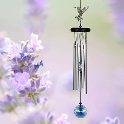Woodstock Chimes Signature Collection, Crystal Hummingbird Chime, 18'' Decor Designs Wind Chimes for Outdoor, Patio, Home or Garden Décor (WFHU)