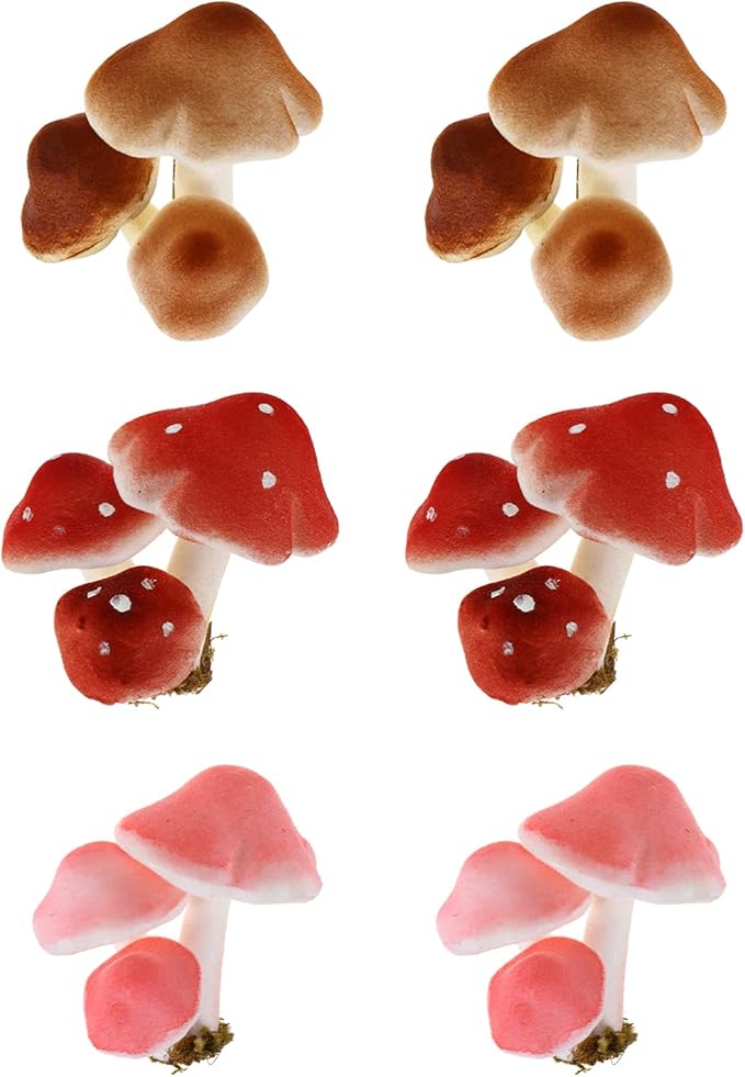 SEWACC Simulation Mushroom Garden Ornament, 6pcs Random Color Foam Artificial Emulation Mushroom Adornment Decorative Outdoor Statues Landscape Froth Mushroom for Home Gardon (Random Color)