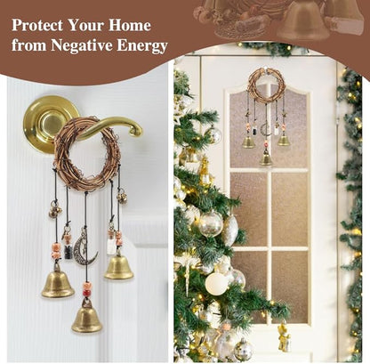 Witches Bells for Door for Protection, Handmade Witch Bells for Door Knob, Witch Wind Chimes for Home Blessing, Witchy Door Hanger Decoration