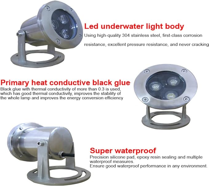 RGB LED Pond Light, 12V Low Voltage Underwater Light, IP68 Waterproof Submersible Light with Remote & Transformer, Stainless Steel Outdoor Light for Pond Fountain Waterfall Pool Garden Landscape