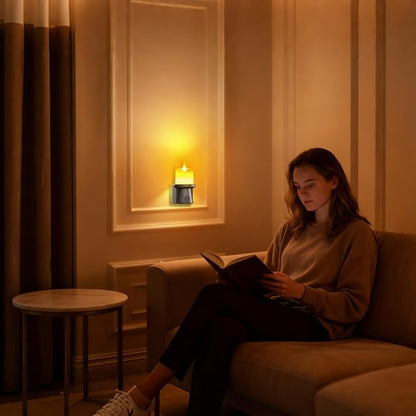 Flameless Candles Night Light with Flickering Flame, Battery Operated LED Night Light, Magnetic Attachment for Easy Placement, Realistic Candlelight for Home, Bathroom, Window Decor (Brown, 1 Pack)