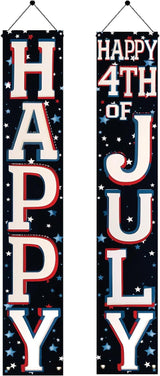 4th of July Porch Banners 71x12 Inch Patriotic Independence Day Decorations Red White Blue Hanging Door Signs American Flag Stars Stripes Outdoor Home Decor Memorial Day Party Supplies