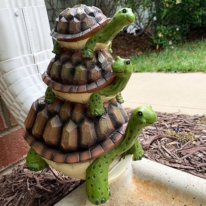 Decorative Downspout Extension, Cute Turtle Gutter Diverter & Splash Block, Garden Statue Fits 3x4 Gutter Downspout, Prevents Mud & Puddles During the Spring, Garden Decoration for Summer.