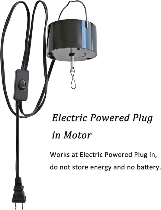 Aoedelyart Wind Spinner Motor Plug in,Electric Powered Slow Rotating Hanging Display Motor for Disco Ball,Sun Catchers,Mirror Ball,Baby Crib,Art Decorations,Garden Decor,Christmas Ornament(Black)