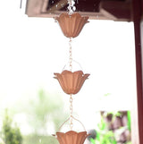 Copper Plated Rain Chain for Outside Downspouts,Adjustable Rain Catcher Chain for Eaves Drainage,Decorative Metal Hanging Flower Spiral Rain Bells(A)