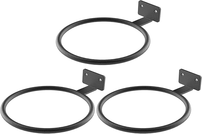 Wall Pot Holder Bulk 4in 3Pack Ring Plant Hanger, Metal Planter Hooks Wall Mounted Bracket Heavy Duty for Outdoor Indoor Black