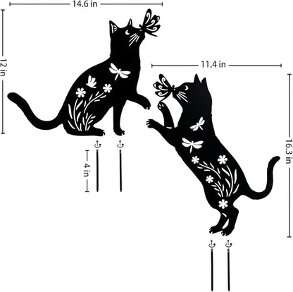 TIGGSY for Mom Cat Metal Decorative Garden Stakes Cat Unique Gifts for Women/Men Silhouette Statues for Yard Art, Outside, Patio, Outdoor Decor, Garden Decorations, Lawn Ornaments