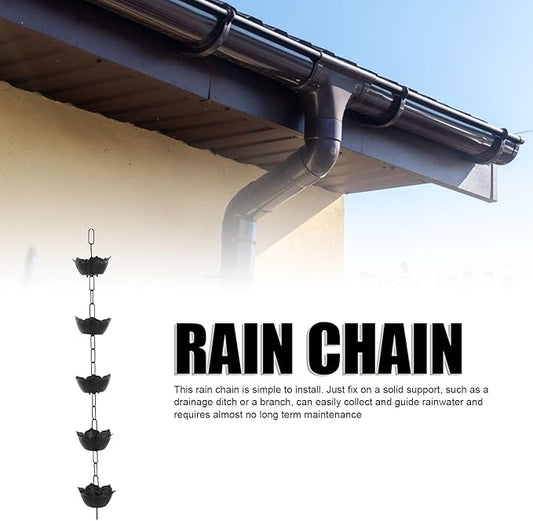 Sanpyl Rain Chain, 3.28ft Aluminum Alloy Decorative Rain Catcher Chain for Gutters Outside, Rain Gutter Replacement Downspout, for Divert Water and Home Display
