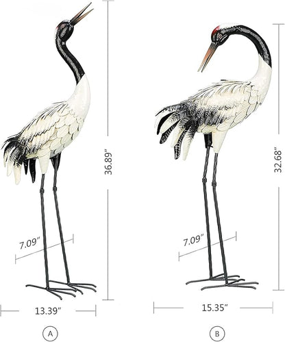 chisheen Crane Garden Statues Outdoor Metal Heron Yard Art Bird Sculpture for Lawn Patio Large Size