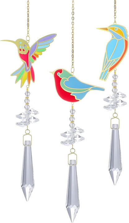 Hummingbird Crystal Sun Catcher, Glass Window Hanging Ornament,Crystal Prism Suncatcher Outdoor Indoor Home Garden Party Decoration