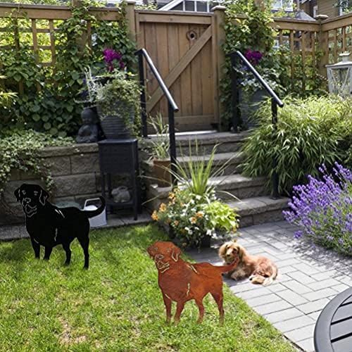 CXWLD Metal Dog Stake Statue Garden Lawn Black Labrador Silhouette Decoration Animal Sculpture Outdoor Decor Yard Sign for Yard Patio Backyard Pathway Sidewalk, 38x37CM (BLAC1)