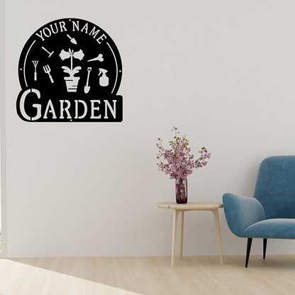 CFC0121326 Personalized Metal Garden Sign, Custom Plaque for Women, Mom, Grandma - Rustic Decoration for She Shed, Potting Shed