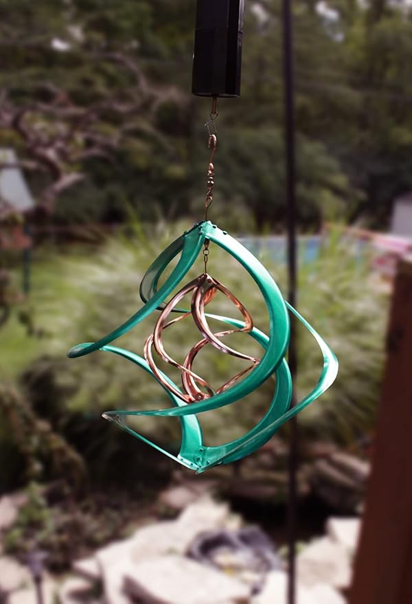 Red Carpet Studios The Original Cosmix Deluxe Helix Wind Spinner, Medium 14-Inch, Double Green &Copper