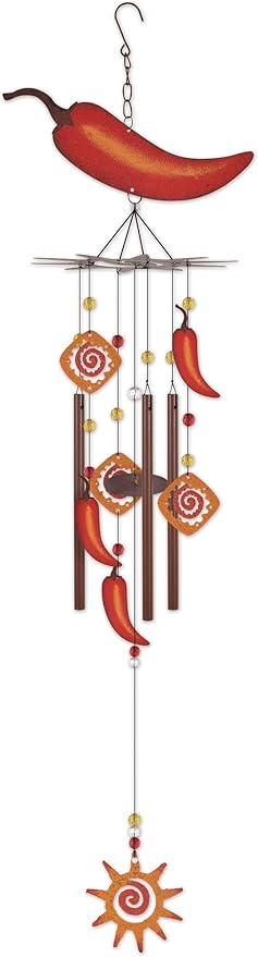 Sunset Vista Designs Southwest Collection - Large Rustic Metal Wind Chime, Chile Pepper