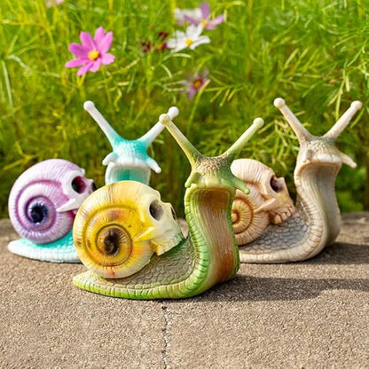 Skull Snail Garden Statues Halloween Skull Snail Sculpture Gothic Skull Decor Interesting Desktop Resin Craft Ornaments for Home Outdoor Office Decor,White