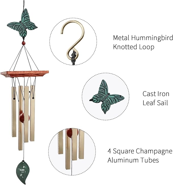 ASTARIN Memorial Custom Wind Chimes for Loss of Loved One, Wind Chimes for Patio Yard Decor, 24'' (Condolences-6)