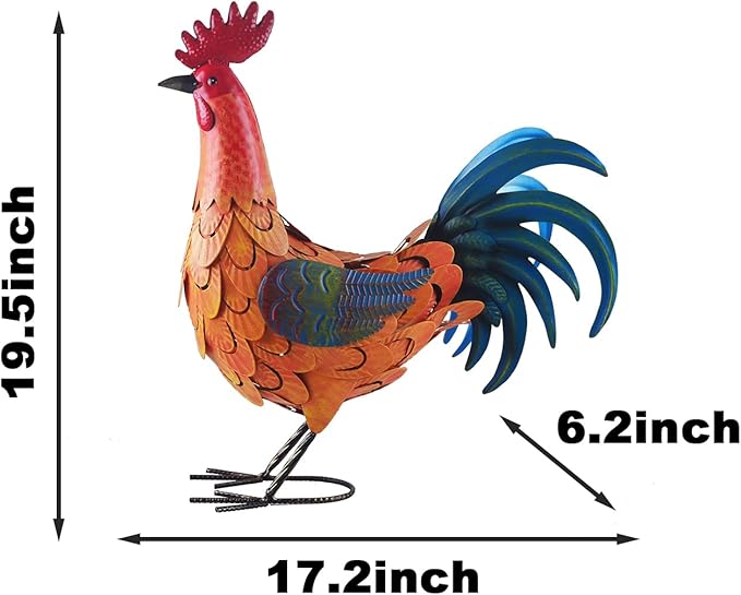 Rooster Statue Chicken Sculpture Garden Decoration Metal Yard Art for Yard Outdoor Decoration
