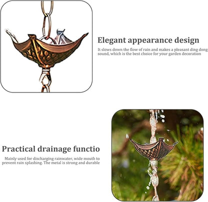 Rain Chain Copper Imitation for Gutters 3.3ft with 5 Cups Easy Install Catcher Outside Courtyards Replacement Downspout B
