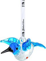 Blown Glass Ornament - Hummingbird,3'' Art Glass Blue Bird Animal Collectable Decorative Hanging Suncatcher for Christmas Tree Window Garden Ornaments