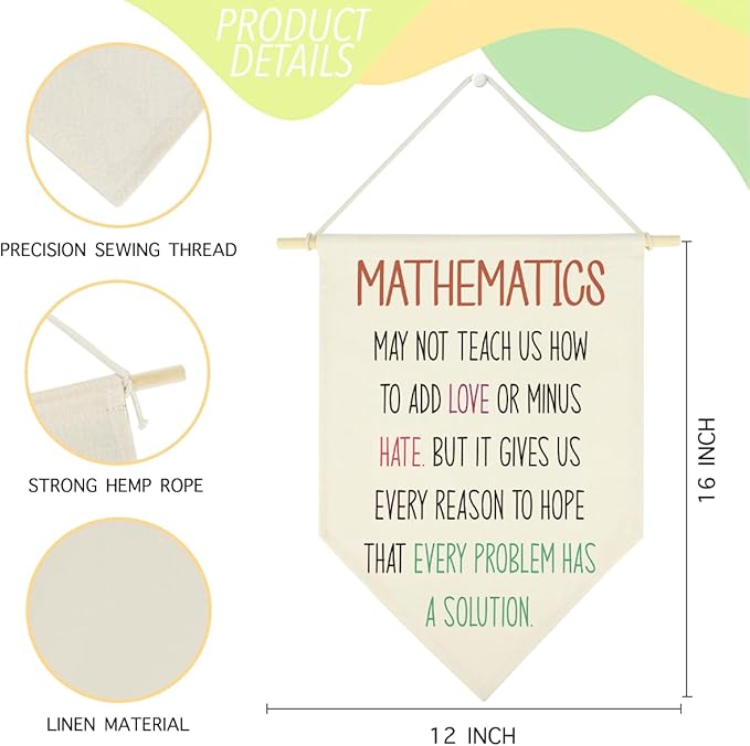 Funny Math Classroom Must Haves Hanging Pennant Flag Humorous Middle High School Hanging Flag Funny Mathematics Gift for Math Lover Teacher Student