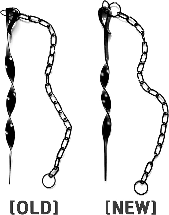 [Upgraded] 3mm Thick, 13 inches Black Powder-Coated Rain Chain Anchoring Stake Including 17 inches Long-Chain, Non-Rust Plating Spiral Anchoring Spike for Rain Chains, Heavy Duty, Reusable
