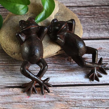 Cast Iron Lying Frog Statue Figurine Animal Decor,Decoration Ornaments for Home Garden,Rust (Frog-Small)