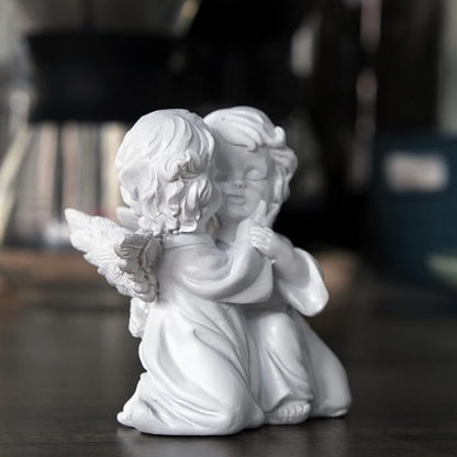 Asng Cherubs Angels Resin Garden Statue Figurine, Adorable Angel Sculpture Memorial Statue, Indoor Outdoor Home Garden Decoration (Kiss Cherub-Right)