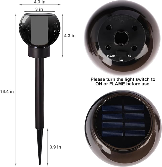 Dynaming 4 Pack Solar Torch Lights Outdoor, Flickering Flame Christmas Pathway Solar Globe Lights, Auto On/Off Garden Decorative Light, Waterproof for Landscape Lawn Patio Yard Walkway Deck Driveway