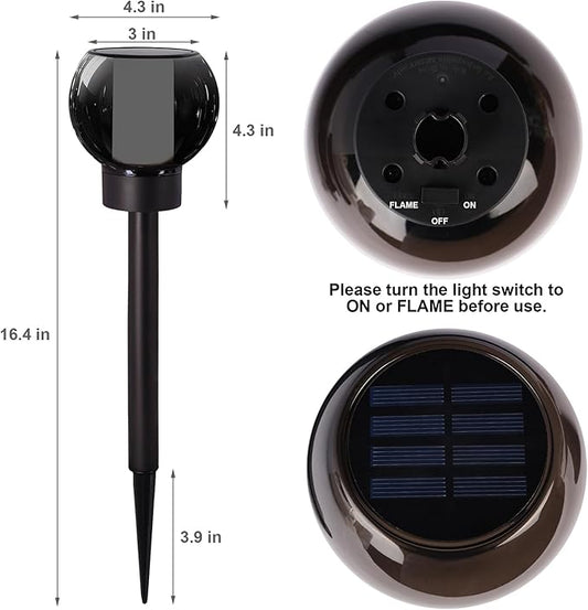 Dynaming 4 Pack Solar Torch Lights Outdoor, Flickering Flame Christmas Pathway Solar Globe Lights, Auto On/Off Garden Decorative Light, Waterproof for Landscape Lawn Patio Yard Walkway Deck Driveway