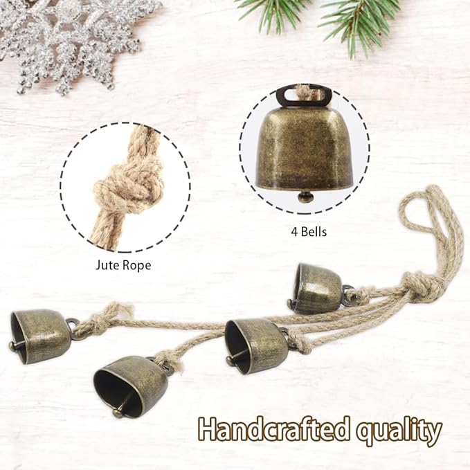 Rustic Cowbell Wind Chime for Home and Garden Decor - Handcrafted Metal Bell Door Hanger with Vintage Farmhouse Style, Outdoor Porch and Wall Decoration
