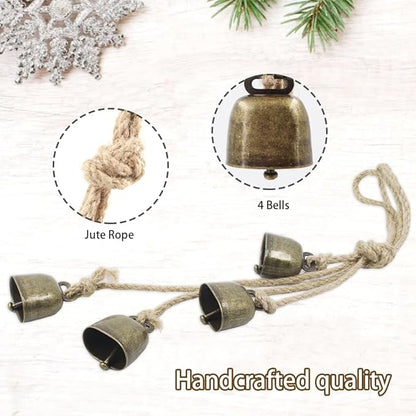 Rustic Cowbell Wind Chime for Home and Garden Decor - Handcrafted Metal Bell Door Hanger with Vintage Farmhouse Style, Outdoor Porch and Wall Decoration