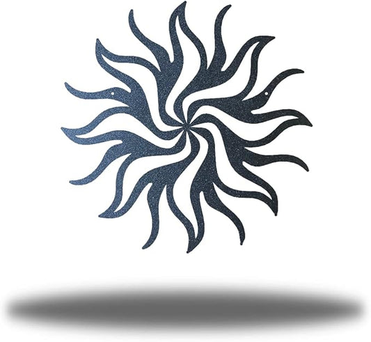 Riverside Designs Tribal Sun Metal Wall Art Steel Decor (Black, 12" L x 12" W)