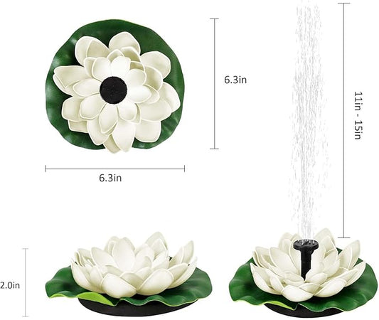 Solar Water Fountain for Bird Baths, Floating Solar Powered Water Fountain Pump for Birdbath, Garden, Pond, Pool, Outdoor Decor, Water Lily, Beige