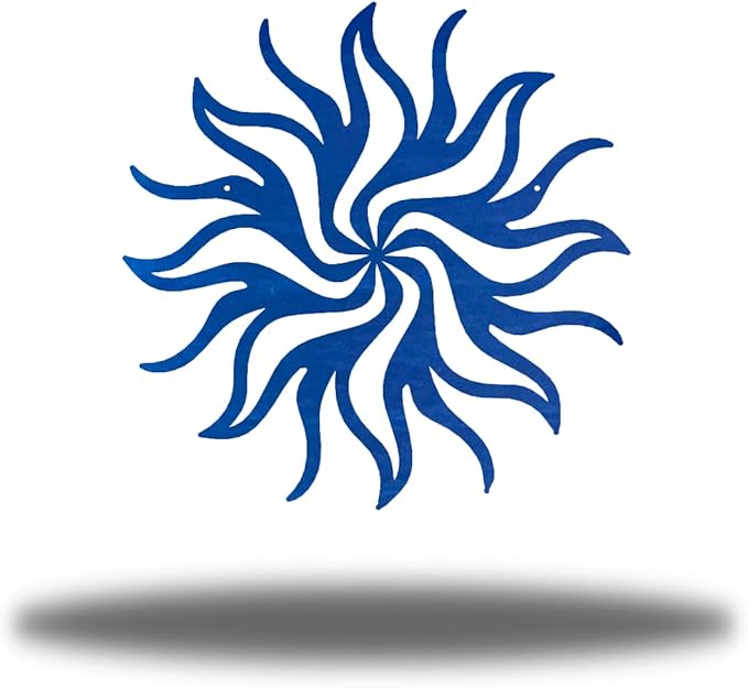 Riverside Designs Tribal Sun Metal Wall Art Steel Decor (Blue, 18" L x 18" W)