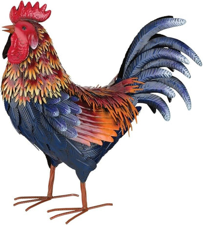 Regal Art & Gift Handcrafted Metal Rooster Statue, Weather-Resistant Farmhouse Yard Art, Indoor/Outdoor Garden Sculpture, Detailed Feather Design, Decorative Bird for Home & Garden, Arroyo, 21" Height