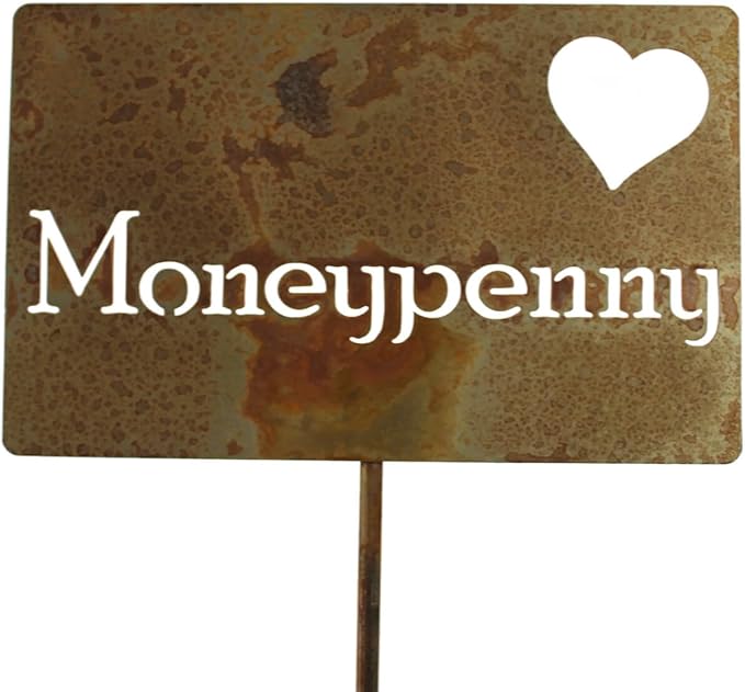 Classic Metal Garden Markers Clearance Items 20 to 33 Inches Tall (Moneypenny with heart 21", Naturally Rusted)